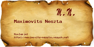 Maximovits Neszta névjegykártya